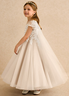 Azazie Dandelion Blumenmädchenkleider Ballkleid Spitze Kleid Alabaster Weiß image6