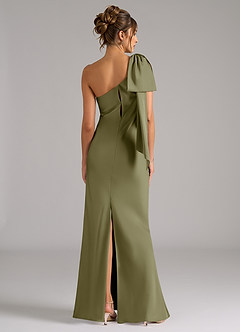 Azazie Capri Bridesmaid Dresses Pistachio Mermaid One Shoulder Stretch Satin Dress image2