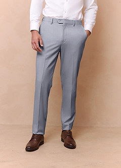 front Savile Grey Wool Blend Dress Pants