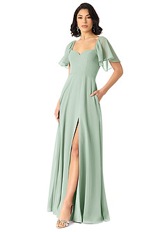 Azazie Chloe Bridesmaid Dresses Agave A-Line Sweetheart Neckline Chiffon Dress image5