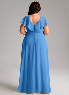 Azazie Lainey Bridesmaid Dresses Blue Jay A-Line with Pockets Chiffon Dress image9