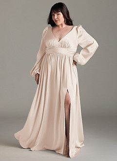 Azazie Norah Bridesmaid Dresses White Alabaster A-Line Stretch Satin Dress image7
