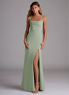 Azazie Callan Bridesmaid Dresses Dusty Sage Mermaid Pleated Chiffon Convertible Dress image3
