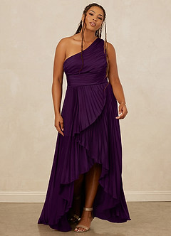 Christian Siriano Bridal for Azazie 1008 Bridesmaid Dresses Grape A-Line One Shoulder Stretch Satin Dress image9