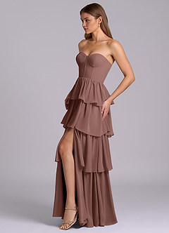Azazie Faye Bridesmaid Dresses Espresso A-Line Sweetheart Neckline Chiffon Dress image3