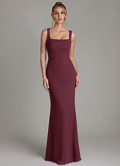 Azazie Agustina Bridesmaid Dresses Cabernet Mermaid Corset Chiffon Dress image5