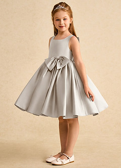 Azazie Jessie Flower Girl Dresses Frost A-Line Bow Matte Satin Dress image6