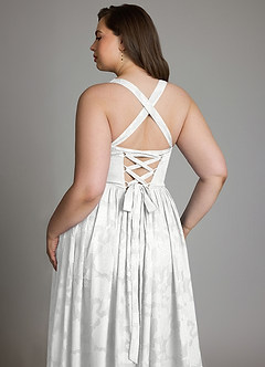 Azazie Francis Brautjungfernkleider A-Linie Korsett Blumen-Burnout Kleid Weiß image15