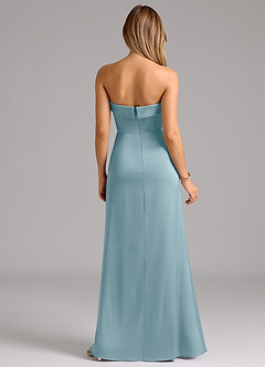 Azazie Aretha Vestidos de damas de honor Vestido de Azul Malhumorado de Satén Elástico de Corte en A Convertible con Sin tirantes image7