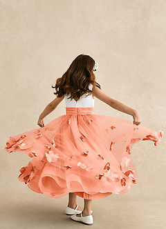 Azazie Vi Flower Girl Dresses Sunset A-Line Sleeveless Tulle Dress image3