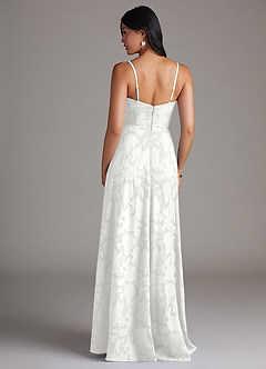 Azazie Moira Jurken voor bruidsmeisjes Jurk van Bloemen Burn-out met A-Lijn Zijsplit Wit image2