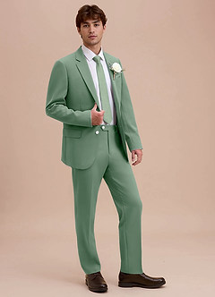 front Ethan Matcha Chaqueta de traje de tejido refinado