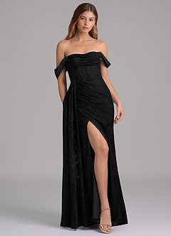 Azazie Amyra 신부 들러리 드레스 인어 오프 더 숄더 플로럴 번아웃 바닥 길이 드레스 image3