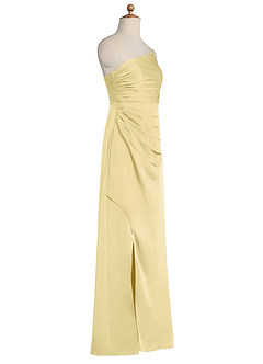Azazie Eren Junior Lemon Sorbet Sheath Pleated Stretch Satin Dress image6