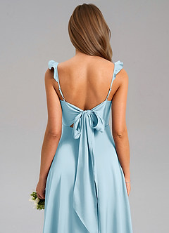 Azazie Everett Bridesmaid Dresses Sky Blue A-Line Stretch Satin Dress image7