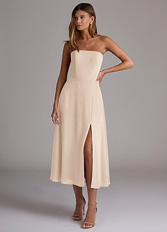 Azazie Wren Bridesmaid Dresses White Alabaster A-Line Strapless Chiffon Dress image1