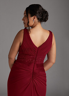 Azazie Winona Mother of the Bride Dresses Burgundy Mermaid Sequins Mesh Dress image8