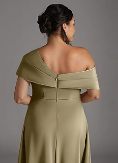 Azazie Milton Mother of the Bride Dresses Moss Green A-Line Pleated Stretch Satin Dress image10