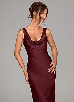 Azazie Rylina Vestidos de damas de honor Vestido de Cabernet de Satén Elástico de Corte Sirena image11