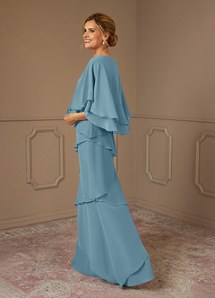 Azazie OHara Mother of the Bride Dresses Moody Blue A-Line V-Neck Chiffon Dress image4