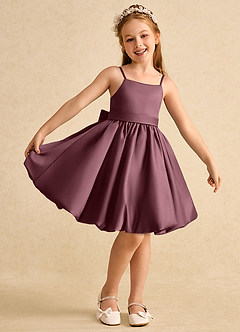 Azazie Davine vestidos de niña de las flores Vestido de Sangrado de Satin Mate de Corte En A con Tirante Espagueti image2