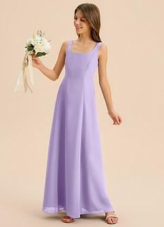 Azazie Lambie Junior Lilac A-Line Pleated Chiffon Dress image7