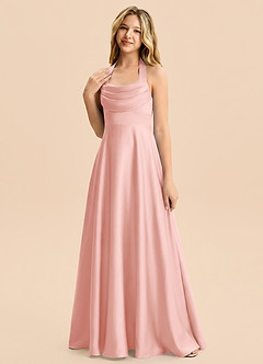 Azazie Kady Junior Powder Pink A-Line Sweetheart Neckline Stretch Satin Dress image5
