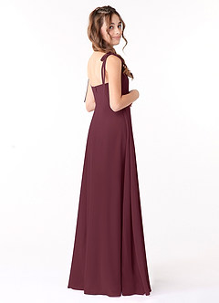 Azazie Rosey Junior Vestido de Cabernet de Gasa de Corte En A con Escote de Corazón image2