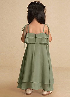 Azazie Temi Flower Girl Dresses Pistachio A-Line Spaghetti Strap Chiffon Dress image9