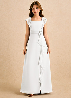 Azazie Soso Girls Formal Sukienki dla dziewczynek sypiących kwiaty Linia A Pofałdowany Szyfon Długość podłogi Sukienka image3