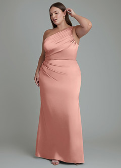 Azazie Akilah Bridesmaid Dresses Rosette Mermaid One Shoulder Stretch Satin Dress image10