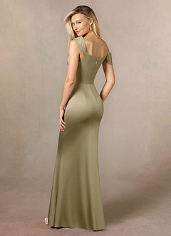 Azazie Laramie Mother of the Bride Dresses Moss Green Mermaid Pleated Stretch Satin Dress image3