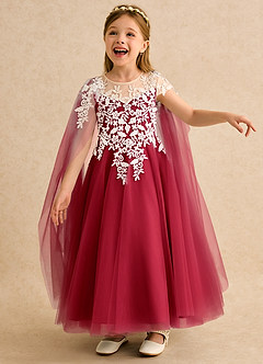 Azazie Dandelion Flower Girl Dresses Scarlet Ball-Gown Lace Dress image1