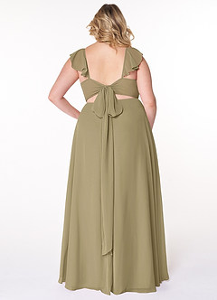 Azazie Everett Bridesmaid Dresses Moss Green A-Line V-neck Ruched Chiffon Dress image7