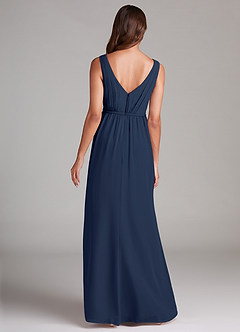 Azazie Tanicia Bridesmaid Dresses Dark Navy A-Line Pleated Chiffon Dress image7