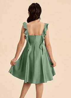 Azazie Kira Junior Matcha A-Line Ruched Stretch Satin Dress image2