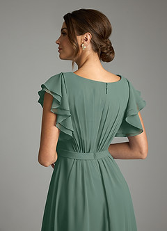 Azazie Daphne Modest Bridesmaid Dresses A-Line Ruffled Chiffon Floor-Length Dress image6