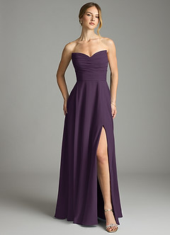 Azazie Ayla Abiti da Damigella Abito A-Line in Chiffon Scollo a Cuore Prugna image7