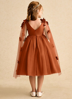 Azazie Staria Flower Girl Dresses Burnt Orange Ball-Gown Ruched Tulle Dress image2