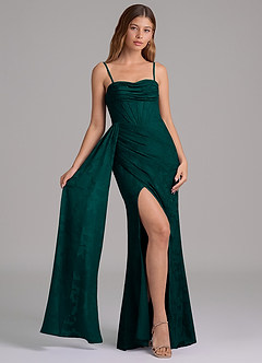 Azazie Amyra Brudtärnklänningar Klänning av Sjöjungfru i Blommig Utbrändhet Av axeln Tallgrön Konvertibel image6