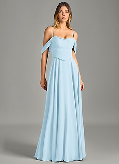Azazie Chelsey Bridesmaid Dresses Sky Blue A-Line Off the Shoulder Chiffon Convertible Dress image3