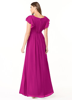 Azazie Daphne Bescheidene Brautjungfernkleider A-Linie Gekräuselt Chiffon Bodenlänge Kleider image2
