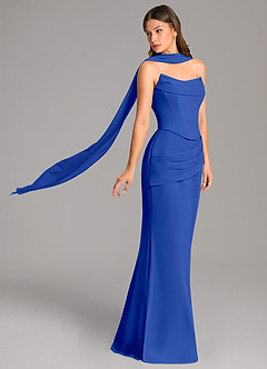 Azazie Sorrel Bridesmaid Dresses Royal Blue Mermaid Corset Chiffon Dress image3