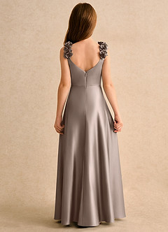 Azazie Rosita Girls Formal Blumenmädchenkleider A-Linie Plissee Matte Satin Kleid Taupe image4