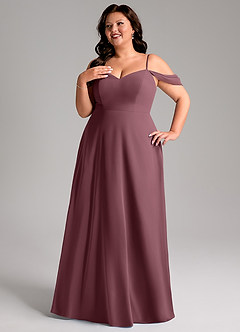 Azazie Marley Bridesmaid Dresses Sangria A-Line Off the Shoulder Chiffon Convertible Dress image14