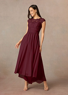 Azazie Amara Mother of the Bride Dresses Cabernet A-Line Lace Dress image2