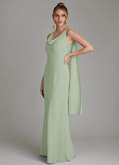Azazie Essence Bridesmaid Dresses Dusty Sage Sheath Chiffon Dress image1