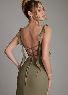 Azazie Jessamine Bridesmaid Dresses Willow Green Mermaid Corset Chiffon Dress image2