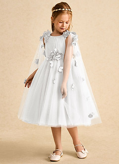 Azazie Staria Vestidos de florista Vestido Branco de Tule de Vestido de baile com Ruched image5