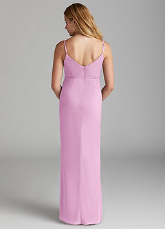 Azazie Deandra Junior Candy Pink Sheath Mesh Dress image2